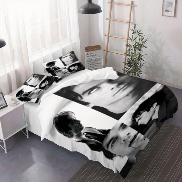 3pcs Ian Somerhalder Quad-Grid Handsome Photo Duvet Cover Set - Includes Bedspread + Pillowcases No Inserts