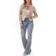 thumbnail image 2 of INSPIRE CHIC Chaqueta de Tweed para Mujer con Cuello Mao, Abierta y Recortada, Talla M, Caqui, 2 of 6