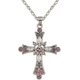 thumbnail image 1 of Collar con colgante de cruz de cristal rosa, estilo gótico, punk, indie, con circonitas, para mujer egirl eboy, color plata, 1 of 5