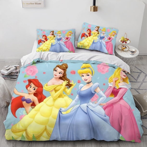 Princess Cartoon Girl Duvet Cover Set 100% Microfiber Bedding Sets 3 Pieces Ultra Soft Skin-Friendly Comforter Cover Set