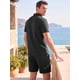 thumbnail image 3 of INSPIRE CHIC Conjunto de 2 Piezas para Hombre Camisa con Botones y Textura Jacquard y Pantalones Cortos con Cordón S Negro, 3 of 5
