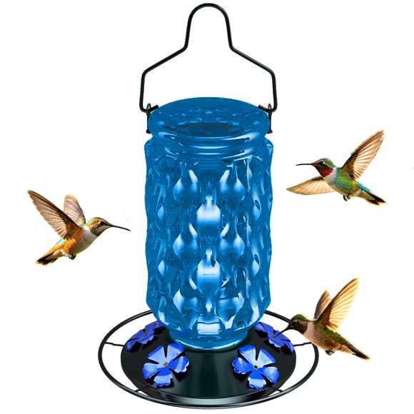 Alimentador para colibríes FibreDeep 710 ml Azul de vidrio