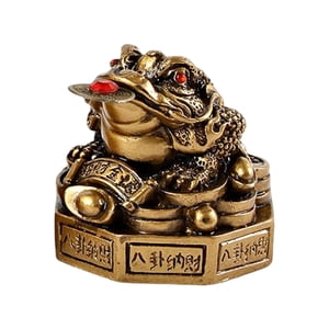 Magideal - Feng Shui Chino Dinero Rana Estatuilla Resina Sapo Fortuna Sapo Estatua Para Tablero De Coche De Mesa Decoración Del Hogar Regalos De La Bronce