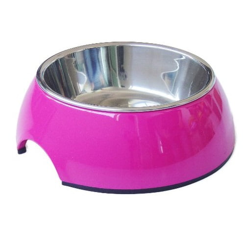 Mascan - Plato Melamina Sólido Redondo Fucsia Talla S Perro