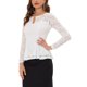 thumbnail image 4 of INSPIRE CHIC Edición Blusa de Mujer con Encaje, Abertura Frontal, Dobladillo Peplum, Mangas Largas Transparentes, Talla M, Color Blanco, 4 of 6