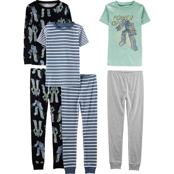 Set de pijamas de algodón para niño de 6 piezas, multicolor, talla 10