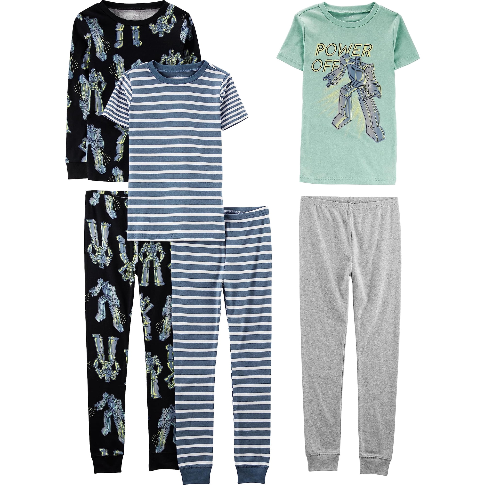 Simple Joys By Carter's - Set De Pijamas De Algodón Para Niño De 6 Piezas, Multicolor, Talla 10