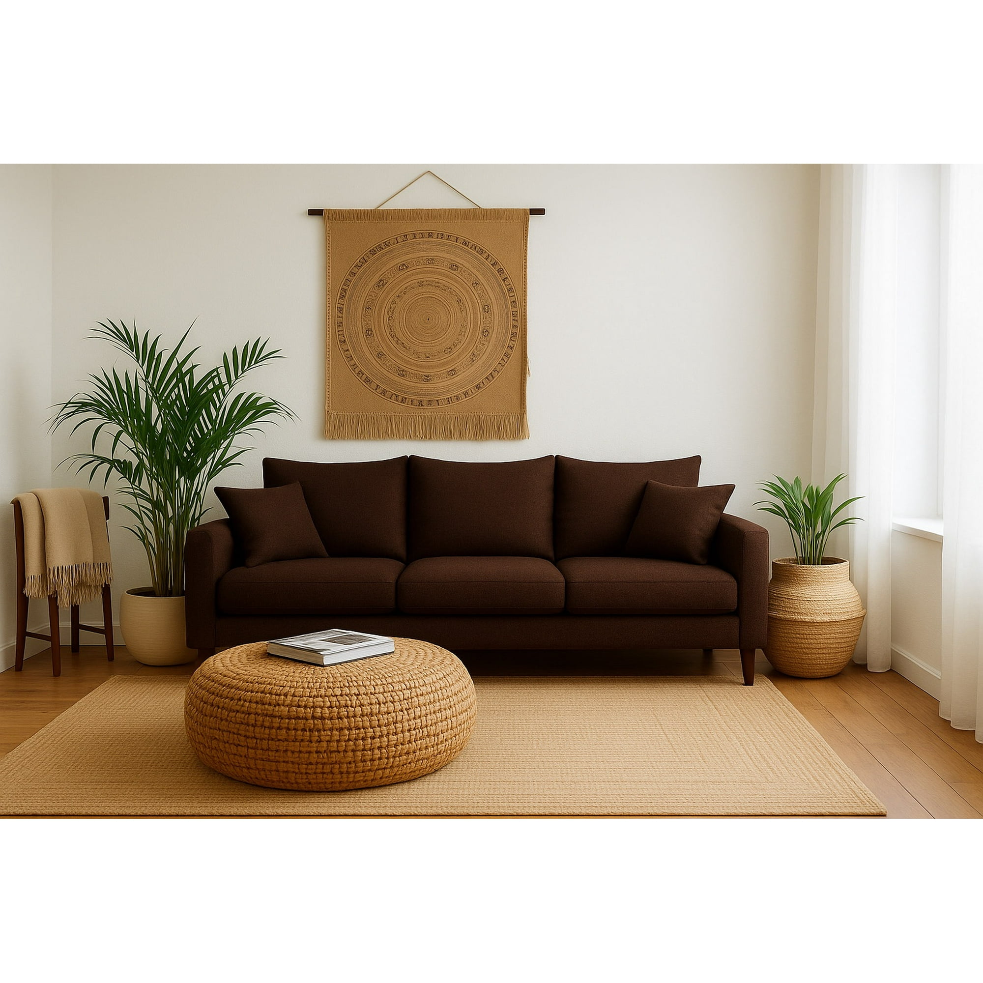 Casa Wow Deco - Sofá 3 Cuerpos Lykos Café Tela – Confort Y Estilo Para Tu Hogar