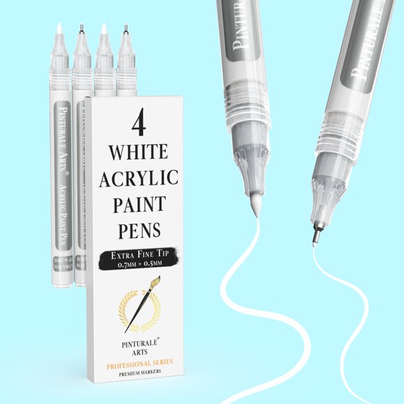 Marcadores de pintura Pinturale Arts – Juego de 4 blancos 0,7 mm/0,5 mm