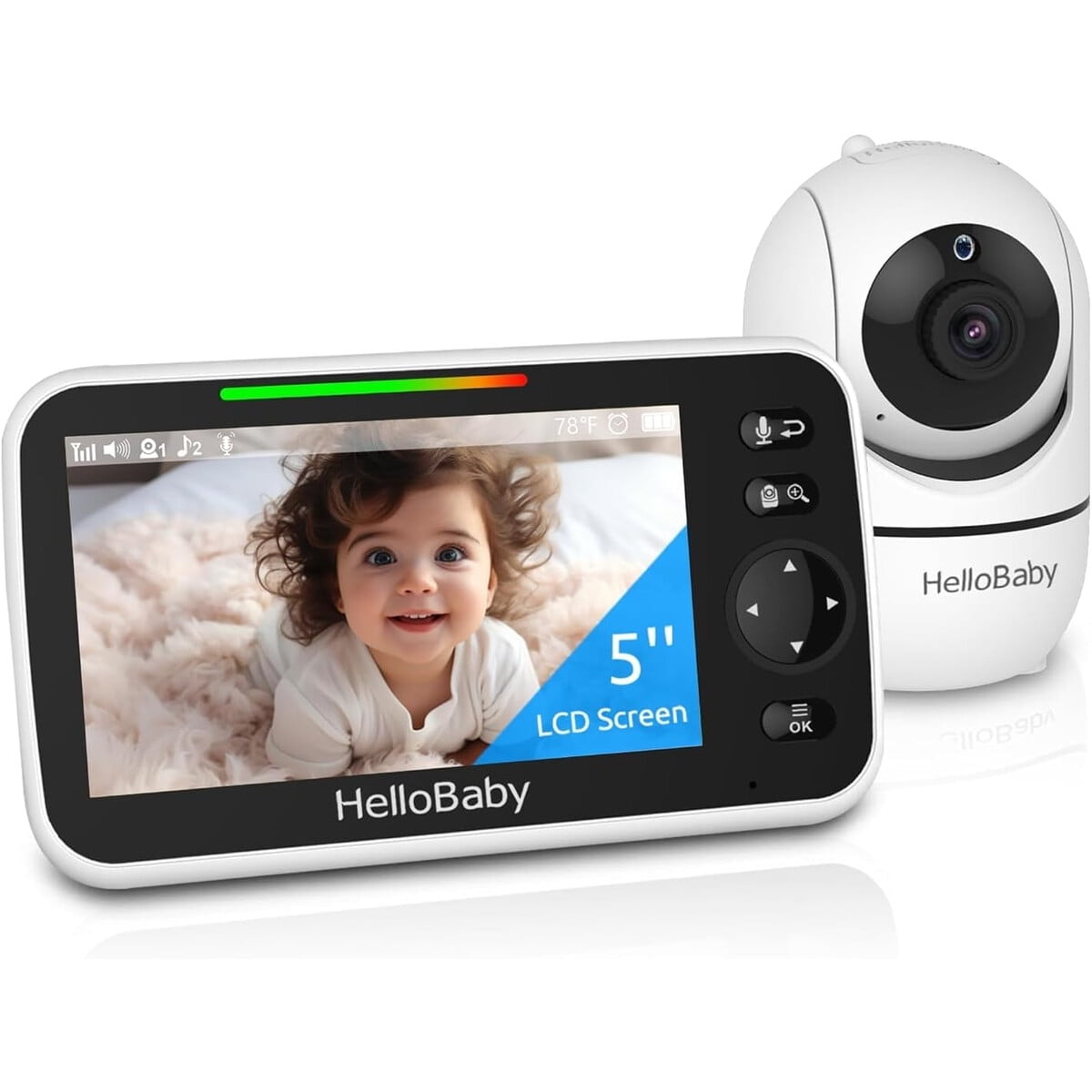 Monitor Bebé Hellobaby Hb6550 5 Pulgadas Sin Wifi Batería 30h Panorámico