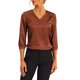 thumbnail image 1 of INSPIRE CHIC Blusas de Oficina Elegantes y Casuales para Mujer, Manga 3/4, Cuello en V, Camisa de Satén, Talla L, Marrón, 1 of 6