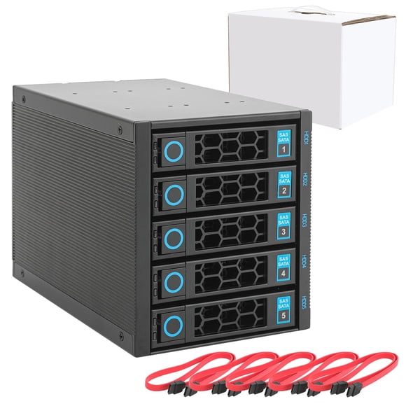 Gabinete para discos duros RackChoice de 3 bahías de 5,25" con 5 compartimentos intercambiables en caliente SATA/SAS