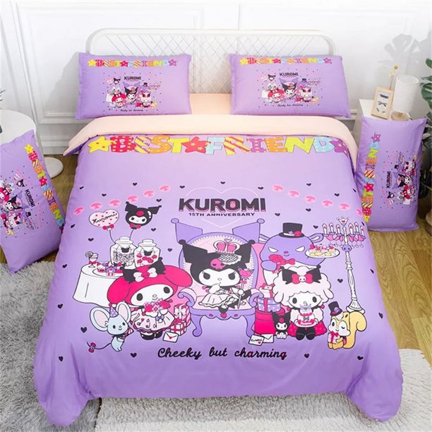 v773 Bed Sheets Kawaii Single Double Soft and Comfortable Duvet Cover Pillowcase Bedding Set Cute Beauty Cartoon Animation Home 3-Piece Bedding Set (1 Duvet Cover + 2 Pillow Shams) Bed Sheets ju773