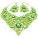 thumbnail image 1 of 2 Pzas Conjuntos de Joyería para Mujer Joyería de Cristal Verde para Mujer Collar y Aretes Brillantes Compromiso Boda Conjuntos de Joyería para Novias Dama de Honor, 1 of 7