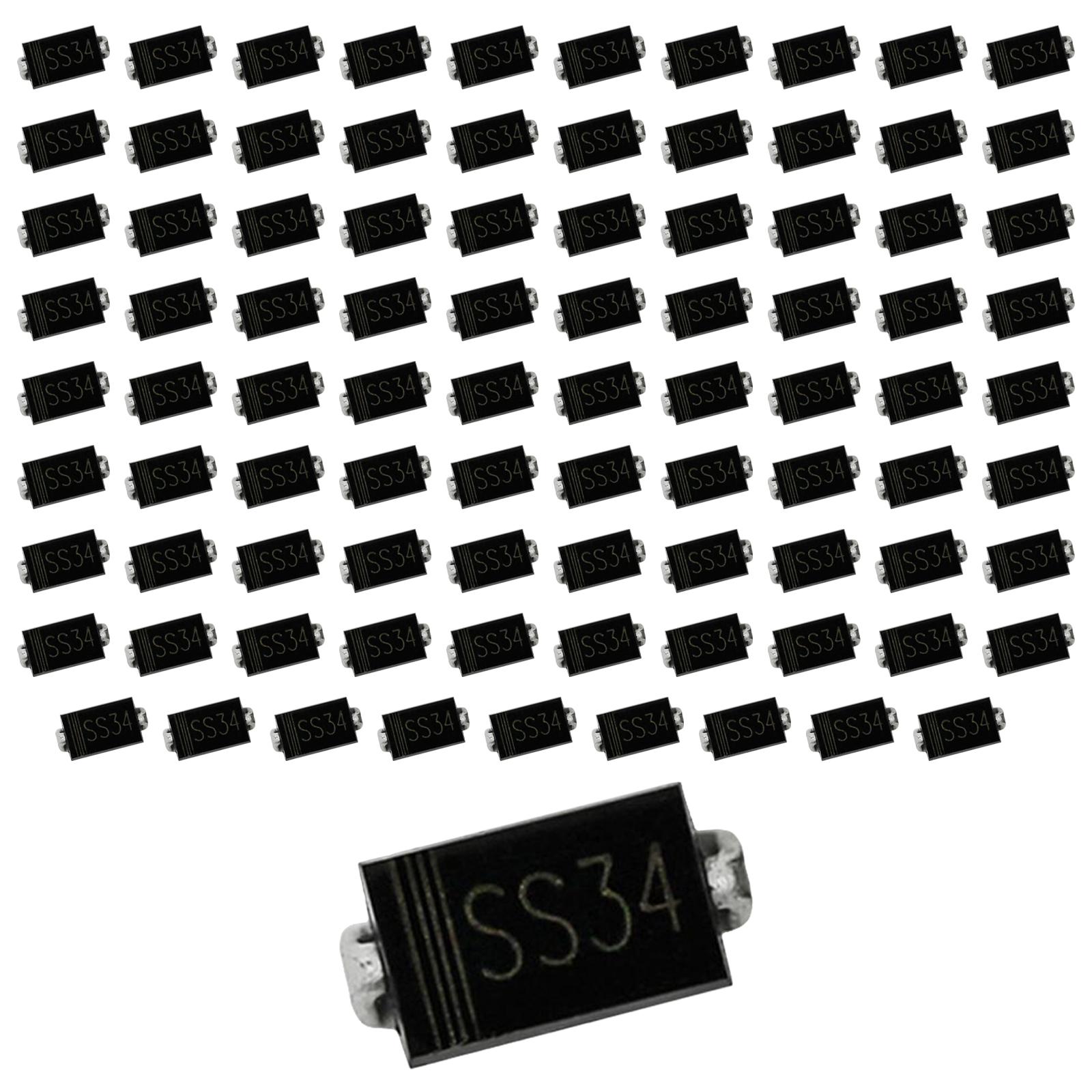 Ioensy - 100 Uds 1N5822 Sma Ss34 Smd Kits De Proyecto Electrónico De Diodo Schottky 3A 40V