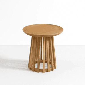 Klik Muebles - Mesa Redonda De 50 Cm Madera Natural Con Base Estilo Rejilla