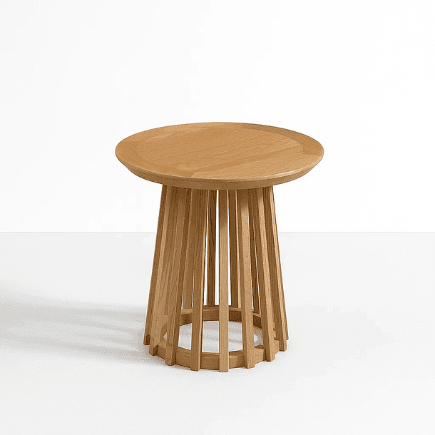 Klik Muebles - Mesa Redonda De 50 Cm Madera Natural Con Base Estilo Rejilla