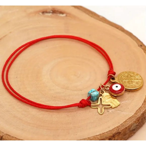 Pulsera de Hilo Rojo San Benito Red Acero inoxidable