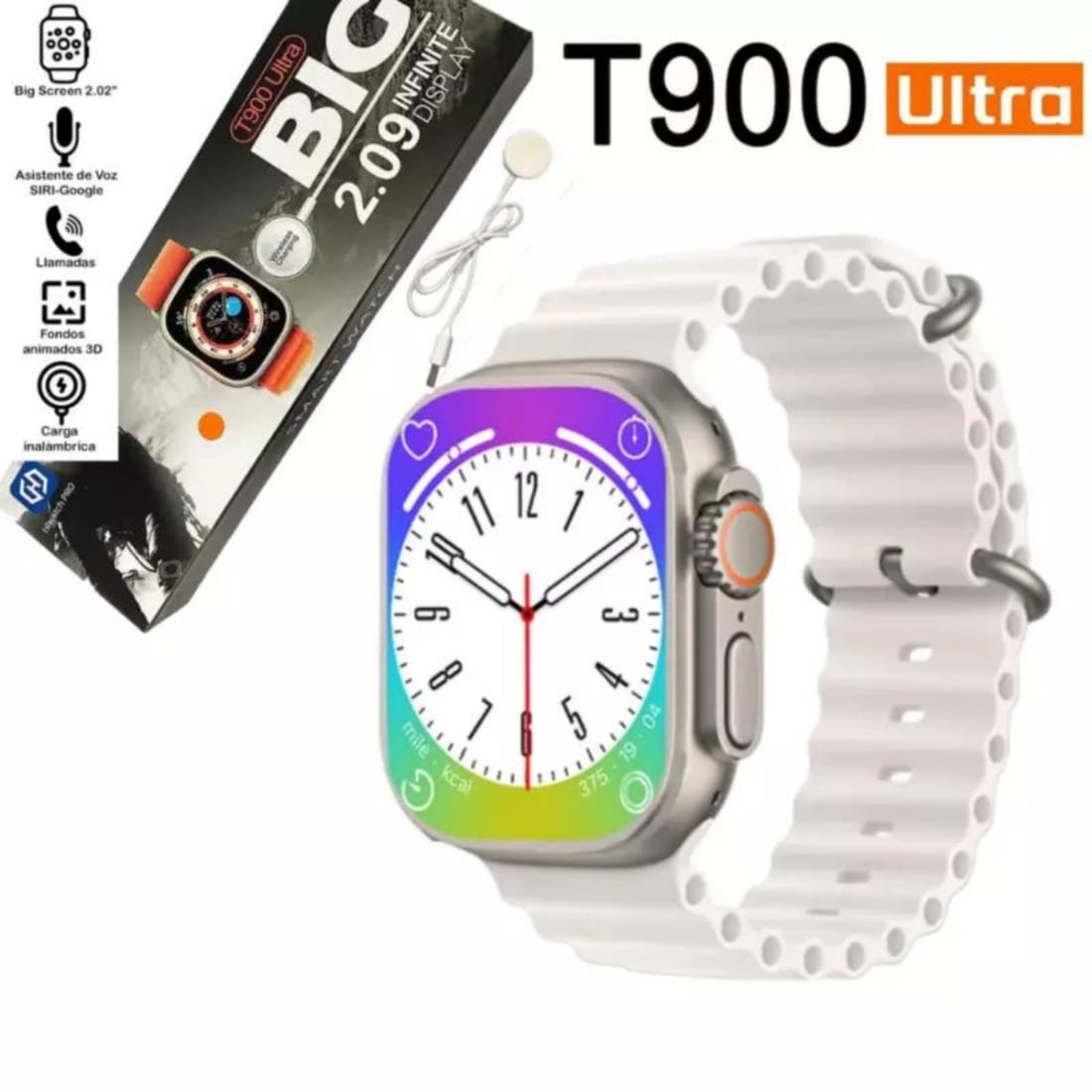 Hiwatchpro - Reloj T900 Ultra Inteligente Smartwatch Blanco / Recibe Y Realiza Llamadas