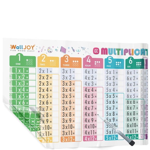 Tabla de multiplicar WallJOY 100 x 41 cm borrable en seco para niños