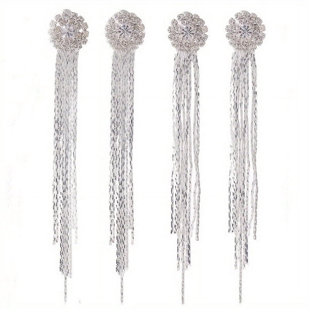 1pair Sparkling Rhinestone Tassel Earrings for Women and Girls - Perfect for Any Occasion