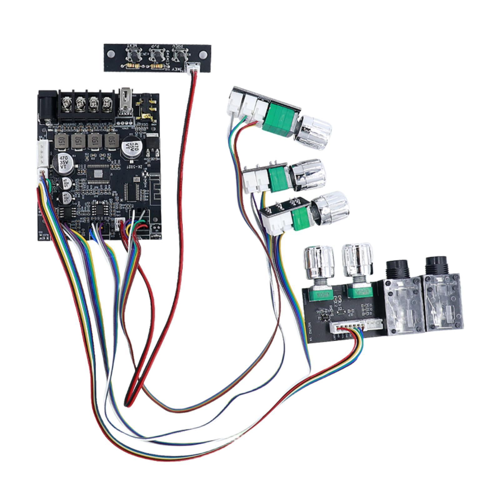 Magideal - Placa Amplificadora De Potencia, Módulo De Micrófono Y Sonido, Bluetooth + Aux + Usb + Entrada De Micrófono, Módulo Amplificador De Potencia De Audio