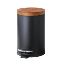 Bote De Basura Sunnypoint Elite Con Tapa De Bambú, 4,5 L/ 1,2 Galones (Negro)