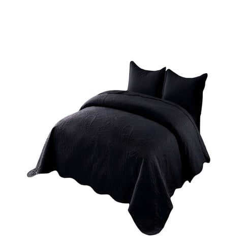 Genérico - Quilt Cubrecama De Verano King Con Relieve Color Negro