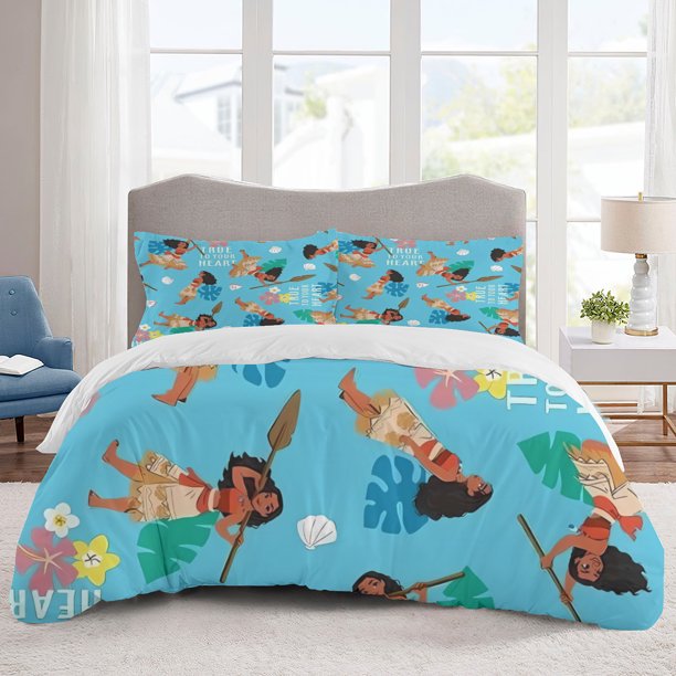 Moana Bedding Sets Cartoon Duvet Cover Lightweight 3 Piece Bet Sets for Kids Boys Girls