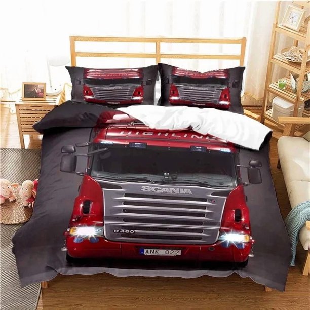 Scanias Truck Logo Bedding Set Boys Girls Duvet Cover Pillowcase Bed Kids Adult Fashion Home Textileextile