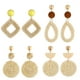 thumbnail image 1 of 4 pares de pendientes de ratán con borlas tejidas, aros trenzados y colgantes para mujeres y niñas., 1 of 6