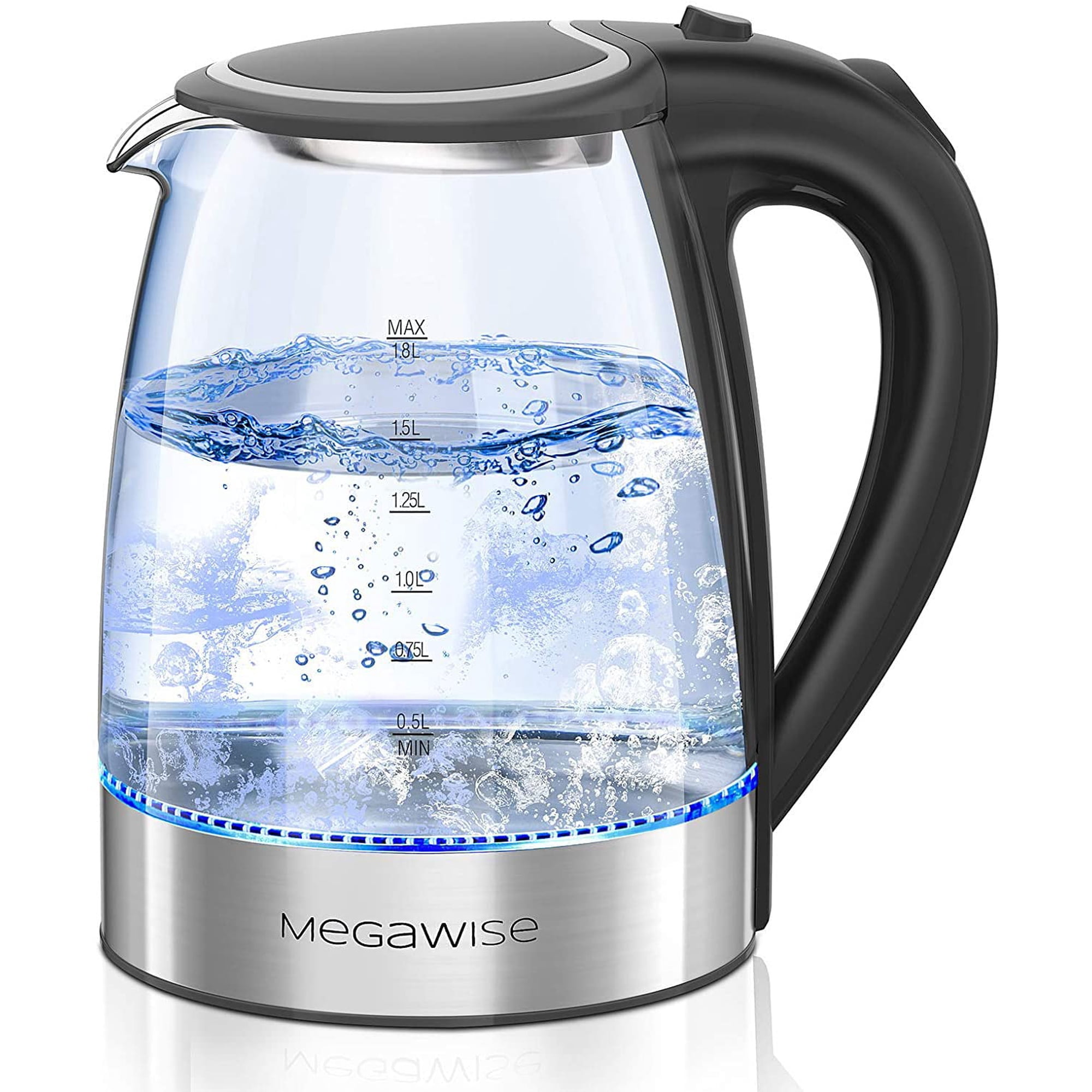 Hervidor Eléctrico Megawise De Vidrio Borosilicato De 1.8 L Con Luz Led