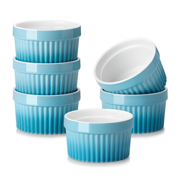 Ramekins MALACASA 170 ml Juego de 6 Azul Apto para Horno
