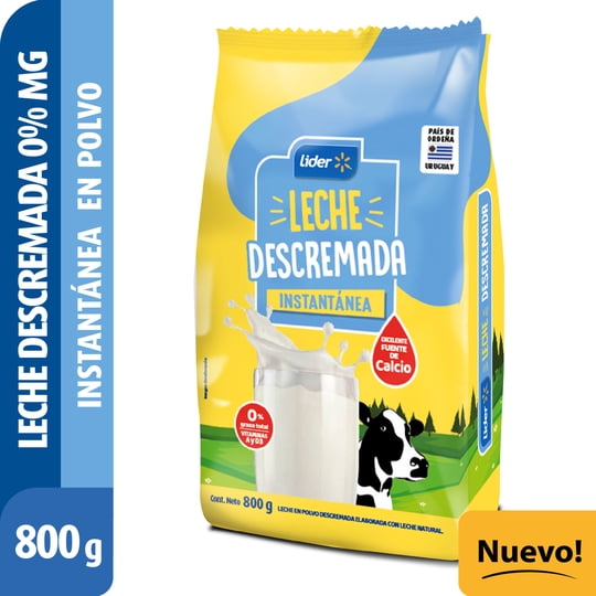 Leche Descremada Instantánea Bolsa 800 g Lider
