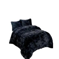 Genérico - Plumon Peludo Plaza Y Media Negro Jaspeado