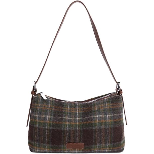 Bolso bandolera Harris Tweed mujer vintage cuadros hombro otoño invierno cuero bolsa trabajo viaje