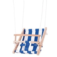 Genérico - Columpio De Bebé Madera Lona Azul Rayas