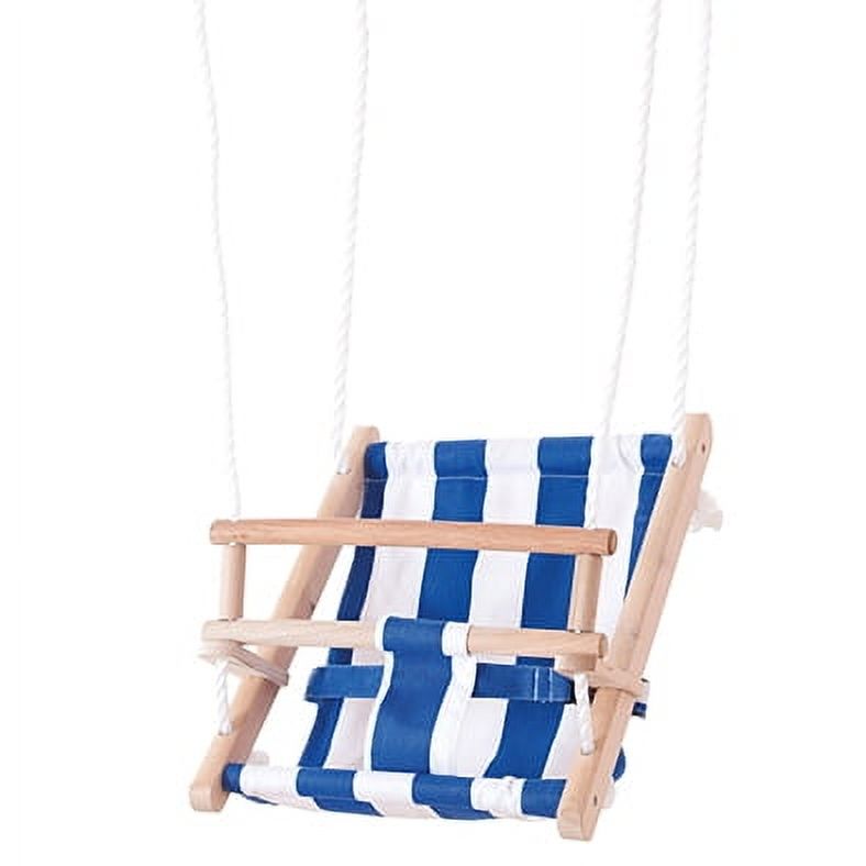 Genérico - Columpio De Bebé Madera Lona Azul Rayas