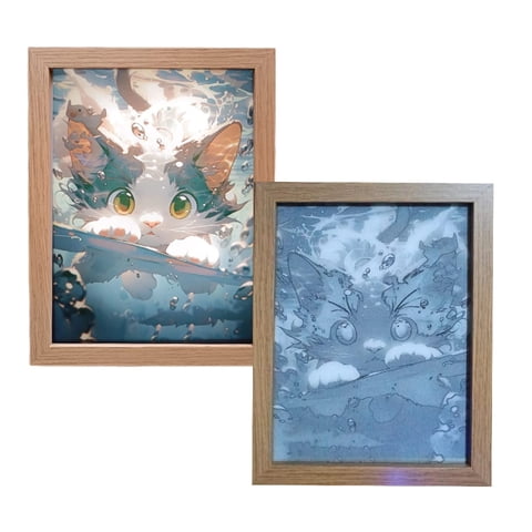 Lelumania - Cuadro Led De Gato 23X18Cm