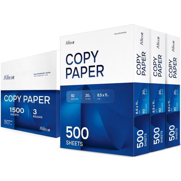 Papel para impresora Alitte 8,5 x 11 in (21,6 x 27,9 cm) 1500 hojas 20 lb (75 g/m²)