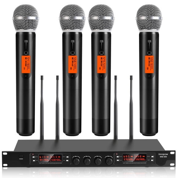 Sistema de micrófonos inalámbricos innopow WM500 de 4 canales