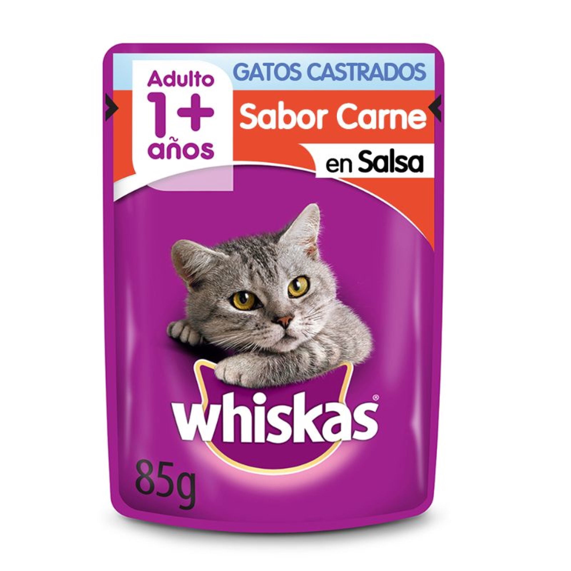 Alimento Húmedo Gato Adulto Castrado Sabor Carne Pouch 85 g Whiskas