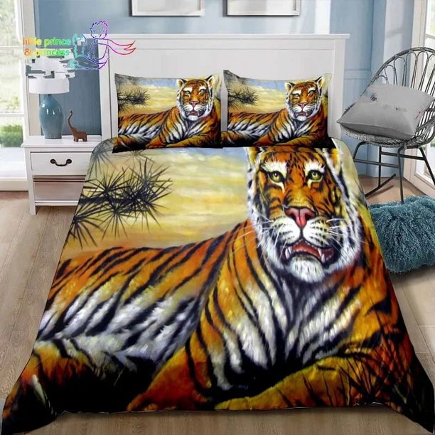 Retro Forest Tiger Bedding Set Bed Set Adult Kid Bedroom Animal Bedding Gift