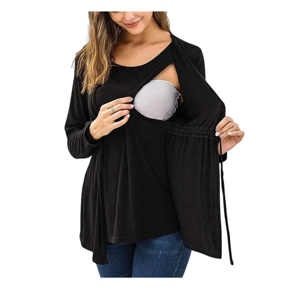 Polera Lactancia Maternidad Manga Larga Vero Negro negro L