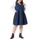 thumbnail image 2 of Vestido Pichi de Mezclilla para Mujer Talla Grande de Agnes Orinda, Cuello en V, Sin Mangas, Abotonado, Casual, con Bolsillos, 1X Azul Oscuro, 2 of 6