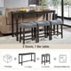 thumbnail image 3 of 4 Piece Bar Table Set with Power Outlet,Bar Table Set with Chairs,Sofa Bar Table with Stools,Behind Couch Table with 3 Padded Stools,for Living Room,Dining room, Dark Gray, 3 of 3
