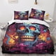 thumbnail image 2 of Juegos de funda nórdica con calaveras y flores - 3D, funda nórdica con esqueleto malvado, juego de ropa de cama de 3 piezas para niños y niñas con cierre de cremallera., 2 of 3