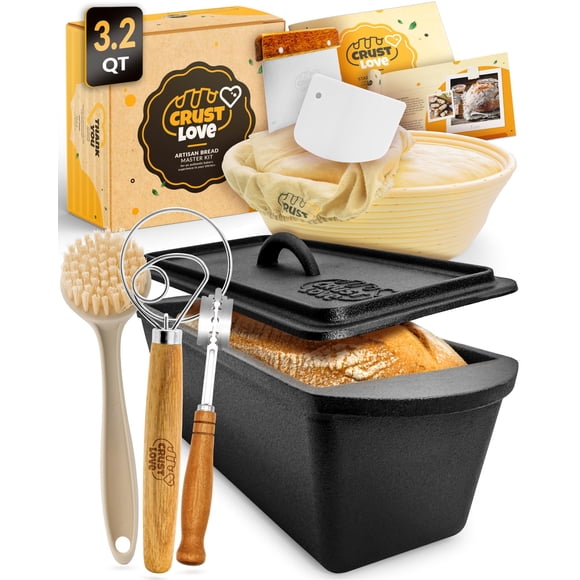 Horno holandés CRUSTLOVE rectangular de hierro fundido de 3,2 litros para hornear pan
