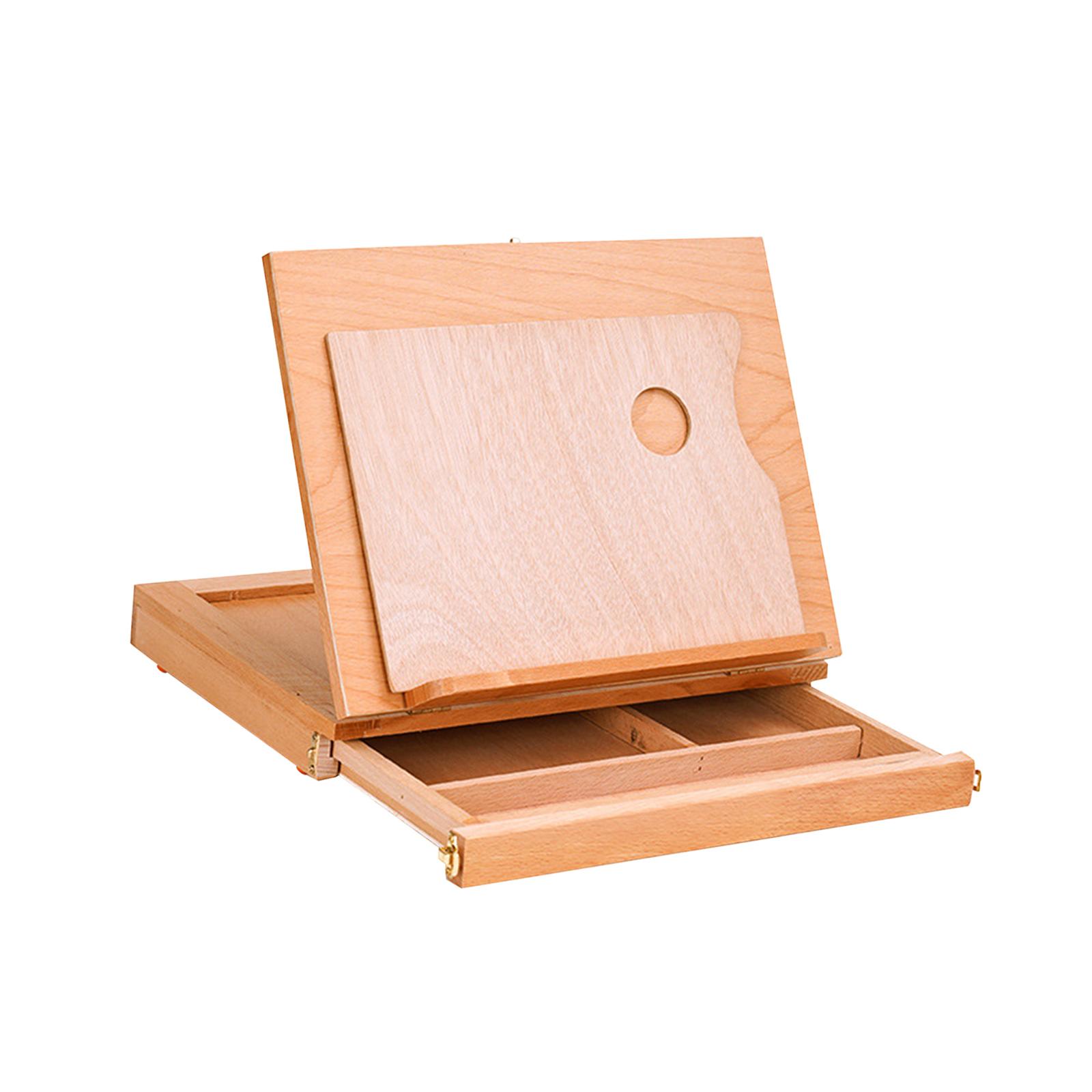 Magideal - Caballete De Madera En Caja Para Bocetos De Escritorio, Soporte Plegable Para Libros, Suministros De Arte, Caja De Almacenamiento De Pintura Para Pint S