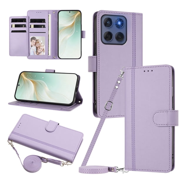 Motorola Edge 60 Fusion Funda Billetera con Cierre Magnético, Morado Claro